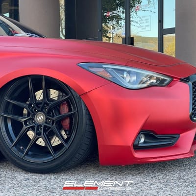 Staggered 19 inch Variant Helium in Satin Black on a 2018 Infiniti Q60