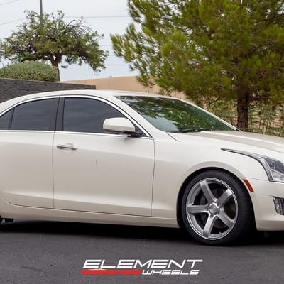 18 inch Staggered MRR VP5 Gloss Silver Machined on a 2014 Cadillac ATS Premium RWD
