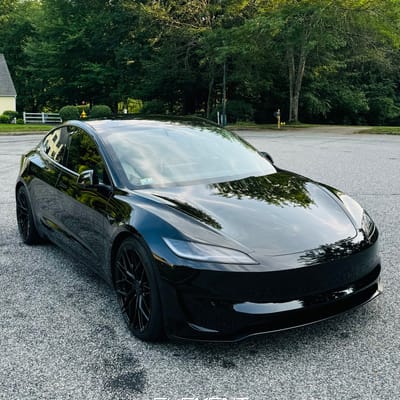20 inch Staggered Avant Garde M520R Gloss Black on a 2023 Tesla Model 3