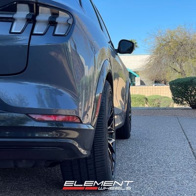 20 inch Staggered Lexani Aries in Full Gloss Black on a 2021 Ford Mustang Mach E AWD