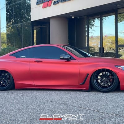 Staggered 19 inch Variant Helium in Satin Black on a 2018 Infiniti Q60
