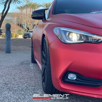 Staggered 19 inch Variant Helium in Satin Black on a 2018 Infiniti Q60