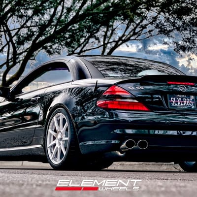Staggered 19 inch TSW Interlagos on a 2003 Mercedes-Benz SL55 AMG