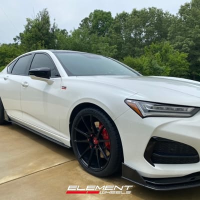 Staggered 20 inch Savini BM12 in Matte Black on a 2021 Acura TLX