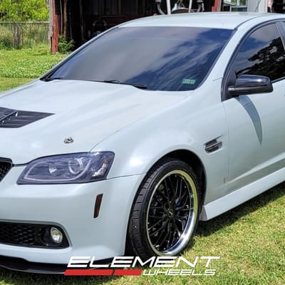 Double Staggered MRR GT1 In Gloss Black w/Machined Lip on a 2009 Pontiac G8