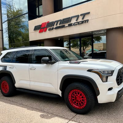 18 inch Black Rhino Primm Candy Red w/ Black Bolts on a 2023 Toyota Sequoia TRD Pro