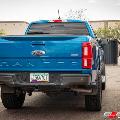 20 Inch Fuel Hardline in Gloss Black W/ Candy Blue Accents on a 2019 Ford Ranger