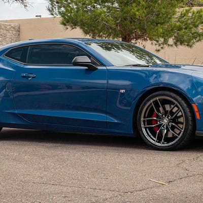 Staggered 20 Inch Variant Krypton in Super Black Chrome on a 2019 Camaro SS 1LE