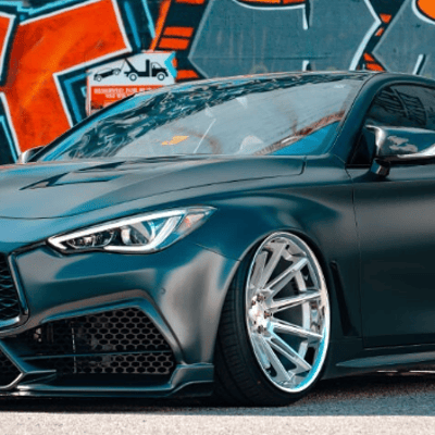 Ferrada CM2 Machined Sliver w/ Chrome lip  on a Infiniti Q60