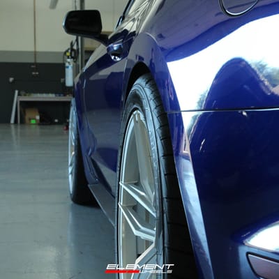 Staggered 20 Inch Ferrada Forged FR5 in Machine Silver on 2020 Ford Mustang