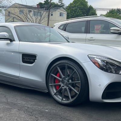 20 inch Staggered Variant Argon Brushed Titanium on a 2018 Mercedes Benz AMG GT