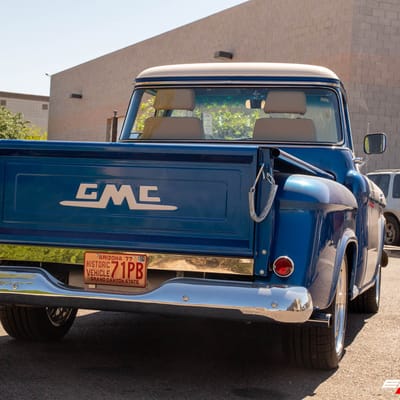 Staggered 18" Forged US Mag U110 Rambler 2 Piece on a 1955 GMC100 Custom