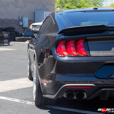 Staggered 20 Inch Niche Verona In Gloss SIlver Machined On a 2019 Ford Mustang GT