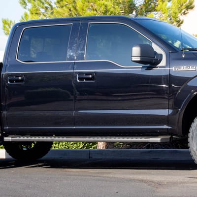 20 Inch Fuel Off Road Ignite In Gloss Black W/Candy Red Accents on a 2020 Ford F-150