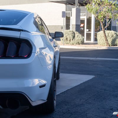 Staggered 20 Inch Variant Argon In Gloss Piano Black on a 2018 Ford Mustang Ecoboost
