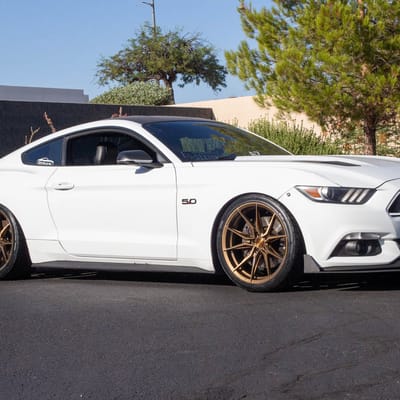Staggered 20 Inch Rohana RFX13 in Brushed Bronze on a 2015 Ford Mustang GT 5.0
