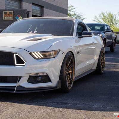 Staggered 20 Inch Rohana RFX13 in Brushed Bronze on a 2015 Ford Mustang GT 5.0