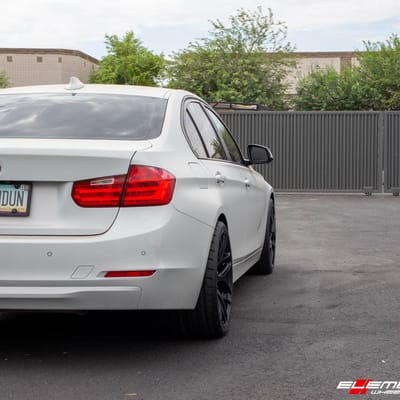 Staggered 19 Inch MRR Ground Force GF09 Matte Black on a 2015 BMW 328I