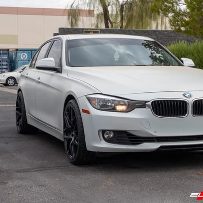 Staggered 19 Inch MRR Ground Force GF09 Matte Black on a 2015 BMW 328I