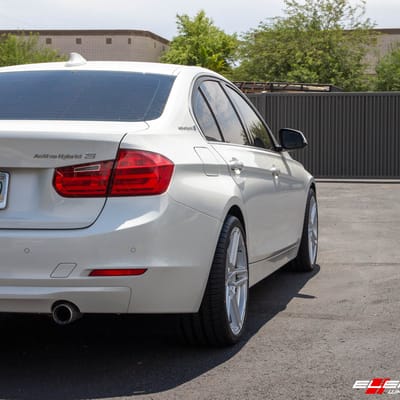 Staggered 19 Inch Beyern Gerade Silver w/ Mirror Cut Face on a 2013 BMW 3 Series