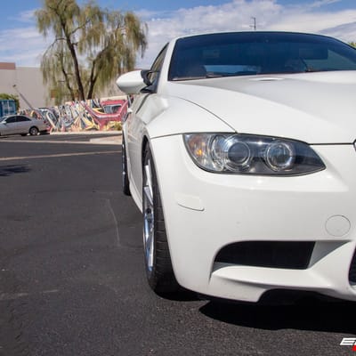 Staggered 19 Inch Ferrada FR4 in Machine Silver w/ Chrome Lip on a 2008 BMW M3 Convertible