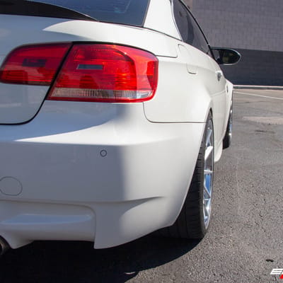 Staggered 19 Inch Ferrada FR4 in Machine Silver w/ Chrome Lip on a 2008 BMW M3 Convertible