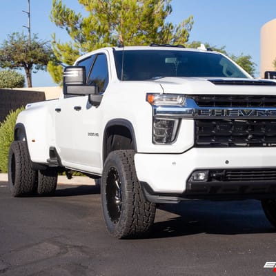 20 Inch Fuel Off-road Cleaver in Gloss Black Milled D574 on a 2020 Chevrolet Silverado 3500 Dually