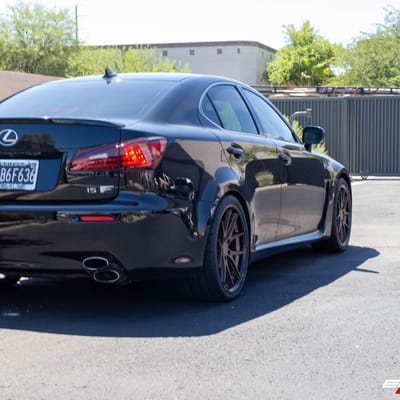 Staggered 19 Inch Ferrada FR2 in Matte Bronze w/ Gloss Black Lip on a 2008 Lexus ISF