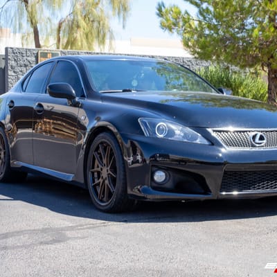 Staggered 19 Inch Ferrada FR2 in Matte Bronze w/ Gloss Black Lip on a 2008 Lexus ISF