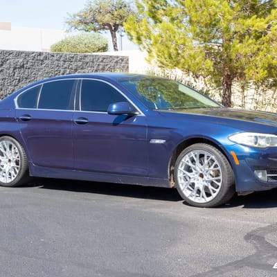 Staggered 20 Inch TSW Sebring in Silver w/ Mirror Cut Face on a 2011 BMW 535i