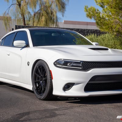 Staggered 20 Inch Verde Insignia in Satin Black on a 2018 Dodge Charger Scat Pack