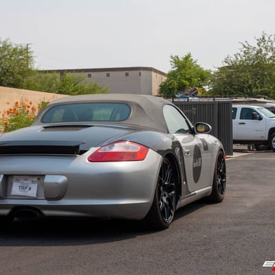 Staggered 19 Inch MRR FS01 in Matte Black on a 2006 Porsche Boxster 987