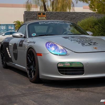 Staggered 19 Inch MRR FS01 in Matte Black on a 2006 Porsche Boxster 987