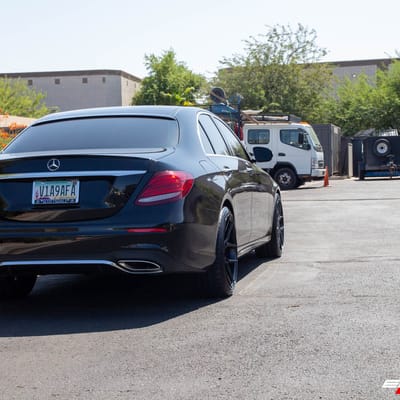 Staggered 20 Inch Giovanna Haleb in Gloss Black on a 2020 Mercedes Benz E350 Sedan