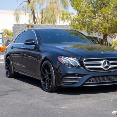Staggered 20 Inch Giovanna Haleb in Gloss Black on a 2020 Mercedes Benz E350 Sedan