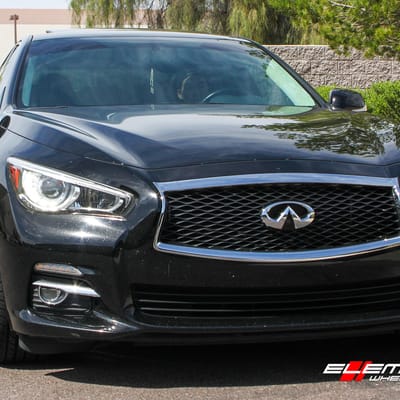 20 inch Foose Outkast Gloss Black Milled F150 on 2015 Infiniti Q50 RWD