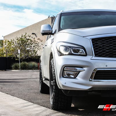22 inch KMC KM704 District Satin Black on 2017 Infiniti QX80