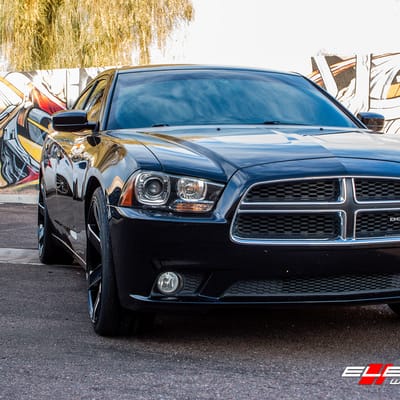 22 inch Verde V24 Invictus Gloss Black w/ Milled Accents on 2014 Dodge Charger