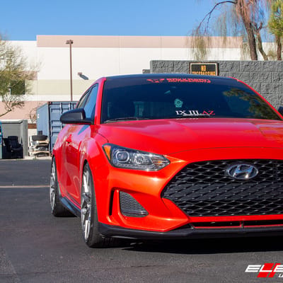 19 inch Variant Radon Titanium Brushed Face on a 2019 Hyundai Veloster R-Spec