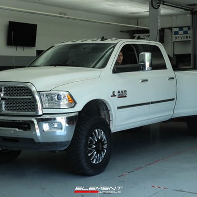Staggered 20 Inch Cali Off-road Summit 9110 in Gloss Black w Milled Spokes on 2018 Dodge Ram 3500 Dually