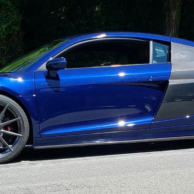 Staggered 20 Inch Variant Argon in Brushed Titanium on a 2014 Audi R8 W/ Steel Brakes