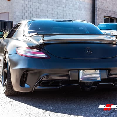 20 and 21 inch Staggered Rotiform PNT 3-Piece Wheels Matte Black on 2011 Mercedes SLS AMG