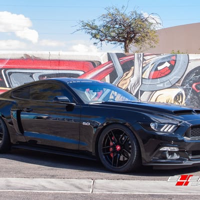 20 inch Variant Krypton Gloss Piano Black w/ Red Cap on 2015 Ford Mustang Eco/5.0 w/ 4 Piston Brembos