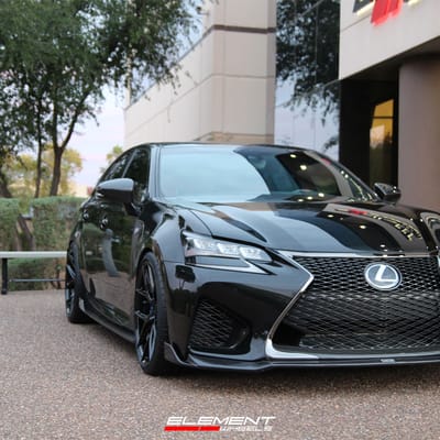 20 inch Staggered Vossen HF-5 Gloss Black on a 2020 Lexus GS-F