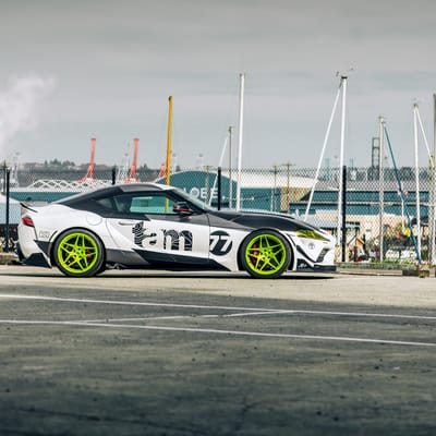 19 inch Staggered Variant Xenon Custom Shocker Yellow on a 2020 Toyota Supra