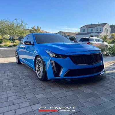 Staggered 19 inch Variant Aure in Fully Polished on a 2022 Cadillac CT5-V Blackwing