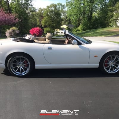 20 Inch Staggered Black Diamond BD-23 in Gloss Silver w/ Machined Lip on a 2006 Jaguar XK8