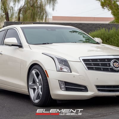 18 inch Staggered MRR VP5 Gloss Silver Machined on a 2014 Cadillac ATS Premium RWD