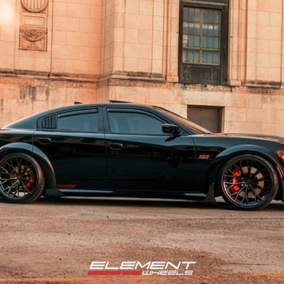 22 inch Ferrada FR9 in Gloss Black on a Dodge Charger Widebody