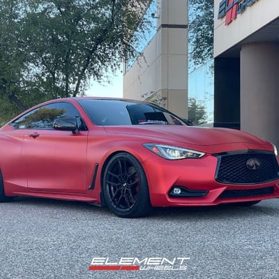 Staggered 19 inch Variant Helium in Satin Black on a 2018 Infiniti Q60